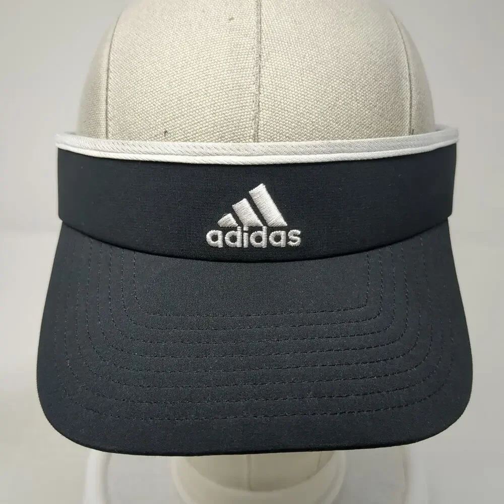 Adidas Visor Black One Size Hat Embroidered Logo Recycled Poly Spandex Tennis
